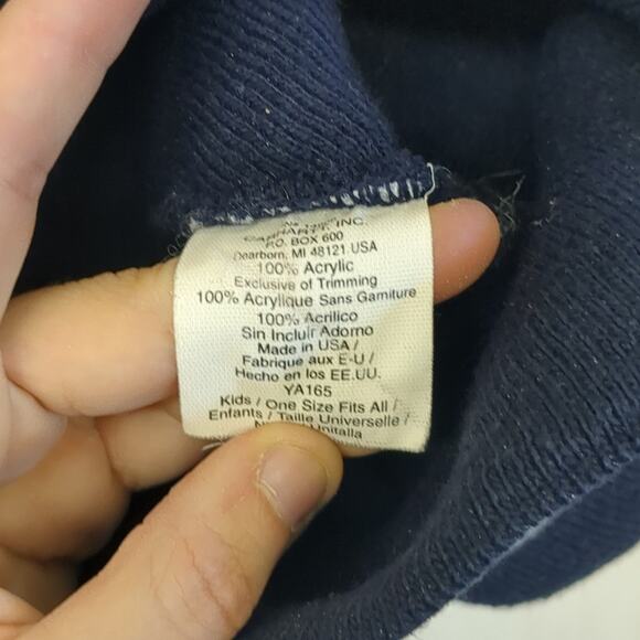 Carhartt Navy Blue Beanie with Light Blue Stripe kids hat - Picture 2 of 4